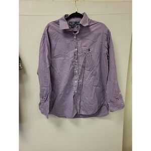 Polo‎ Ralph Lauren Shirt 17.5 34/35 Purple Gingham Custom Fit Long Sleeve Mens